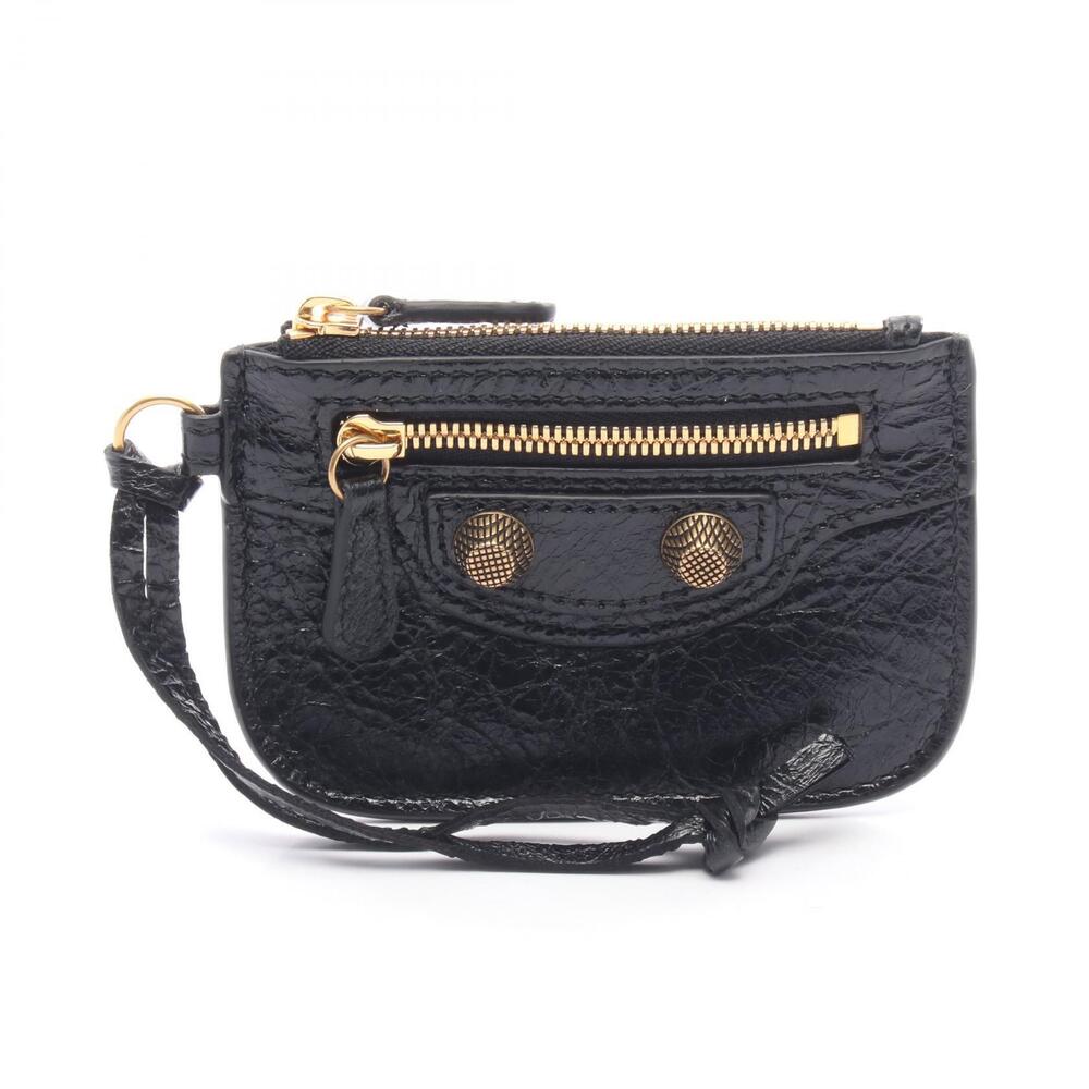Balenciaga CAGOLE coin case wallet leather black